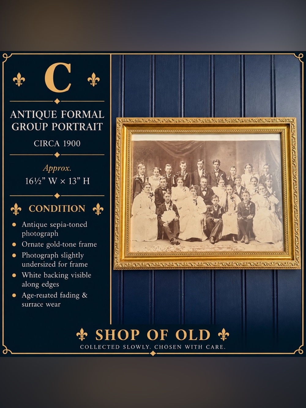 Antique Formal Group Portrait | Circa 1900 | Ornate Gold-Tone Frame